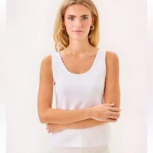 NWT Lilly Pulitzer Gabbie white crochet trimmed tank, medium